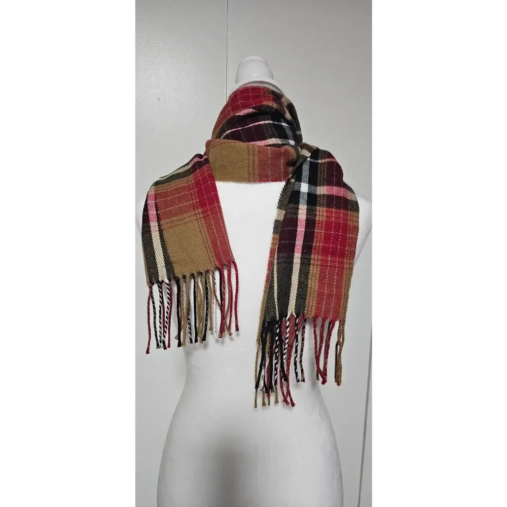 Cejon Scarf Womens Plaid Fringe Made in Italy Soft Acrylic Wrap Shawl 11x64